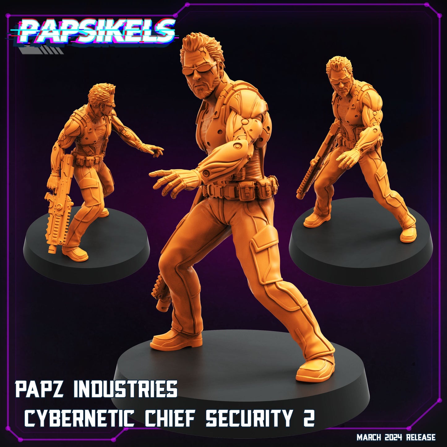 Cybernetic Chief Security Set - Resin Cyberpunk Miniature  | Papsikels