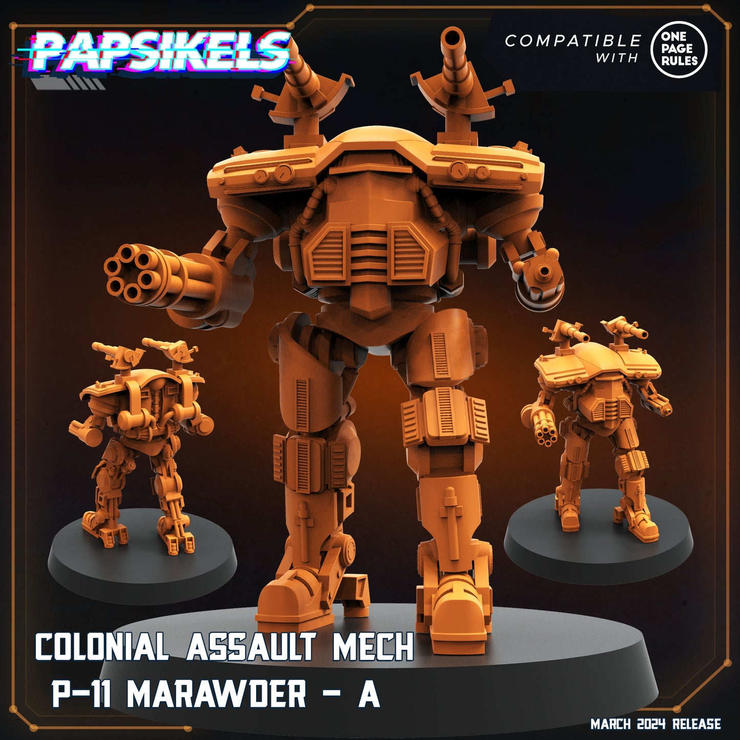 P11 Marawder Mechs - 32mm Scale Alien Miniature | RPG | Sci fi | Law Upholders | Role Playing | DnD | Papsikel