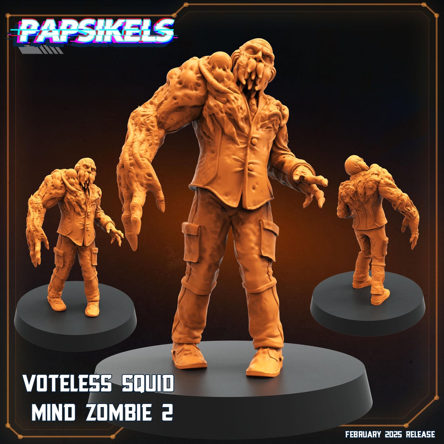 6pc Voteless Squid Mind Zombie Set - 32mm Scale Alien Miniature | RPG | Sci fi | Role Playing | DnD | Papsikel