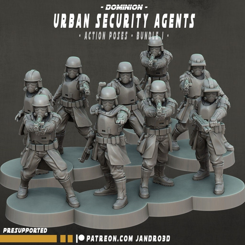 9pc Urban Security Agents - 28mm - 40mm Scale  Jandro Star Wars Legion Mini