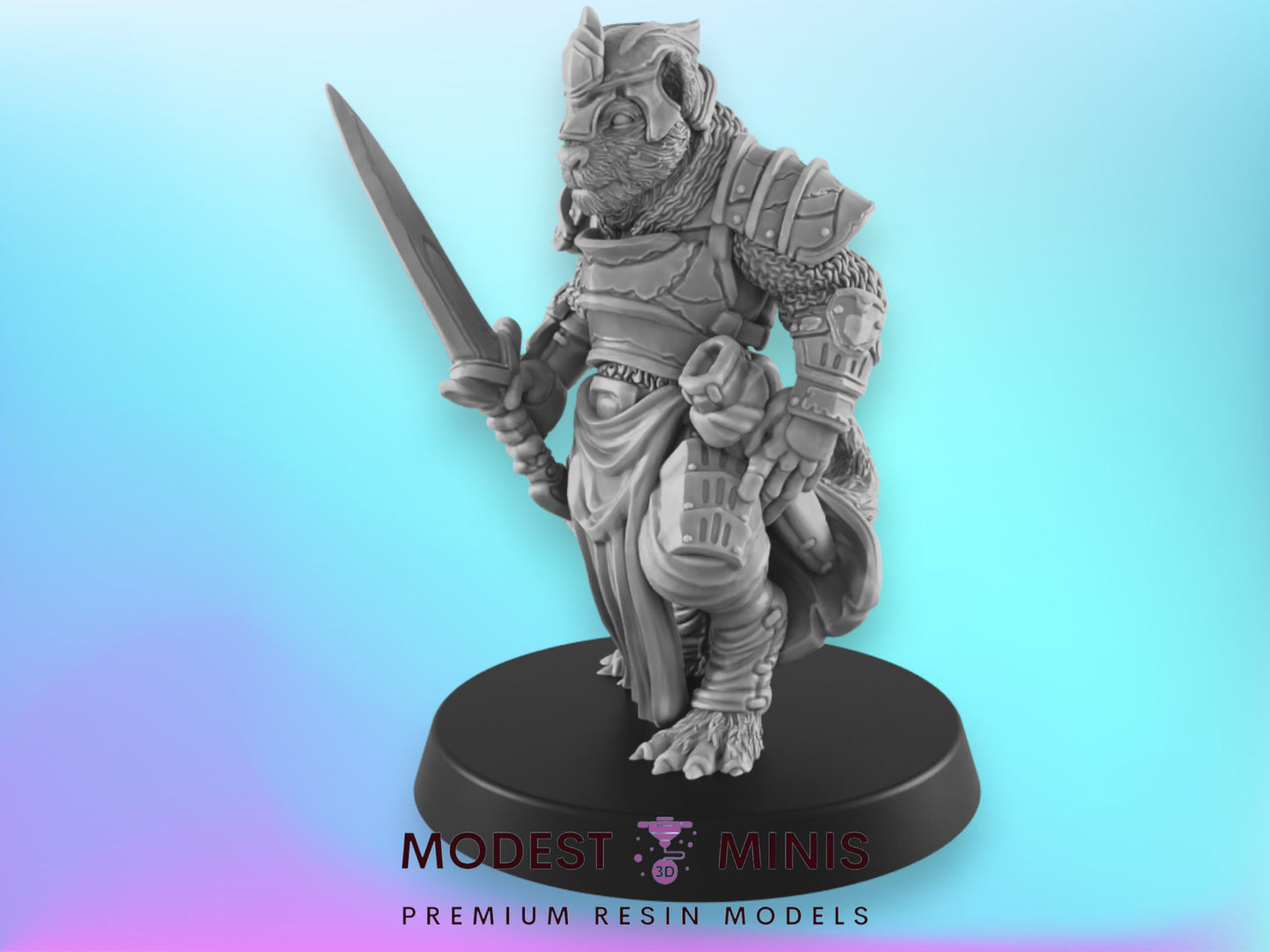 NPC Catfolk Guard | 28mm to 75mm  DnD Miniature | Frostgrave Mini | EC3D