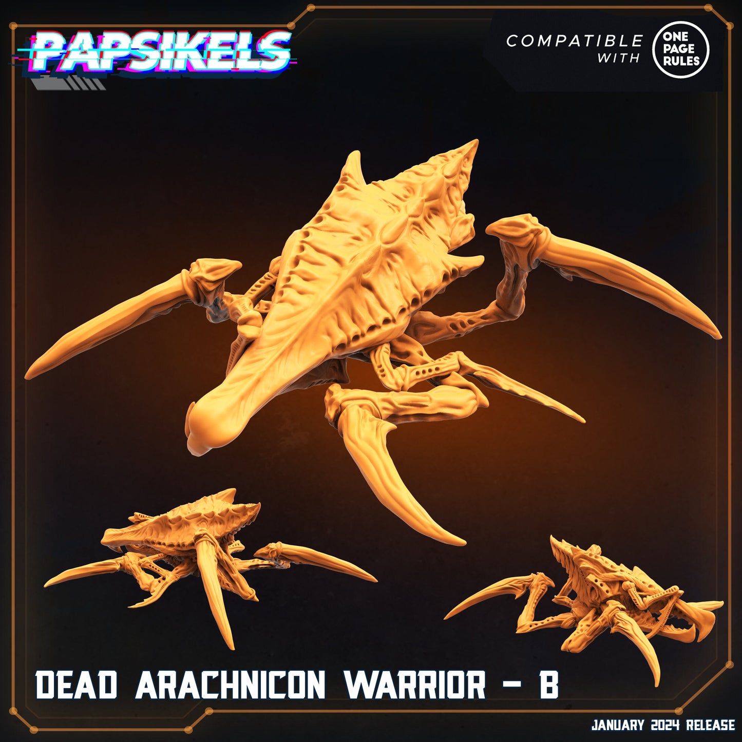 Dead Arachnicon Warriors - 32mm Scale Miniature | RPG | Sci fi | Cyberpunk | Role Playing | Papsikel