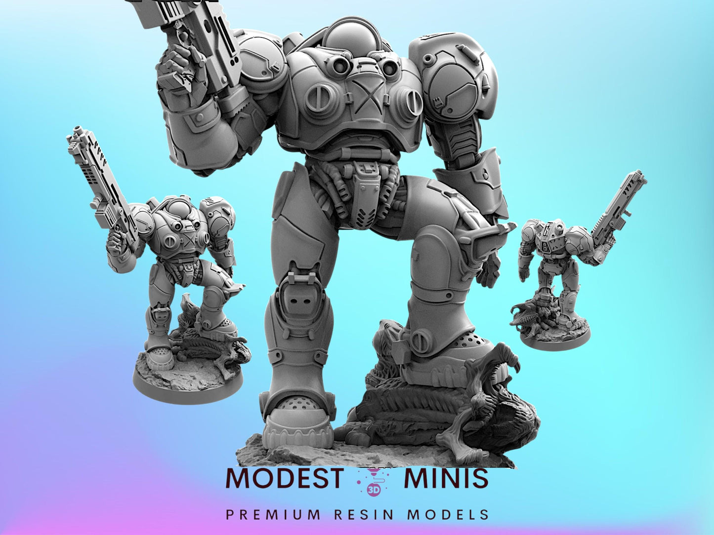 Powered Armored Suit Marine - 32mm Scale Alien Miniature | RPG | Sci fi | Cyberpunk | Role Playing | DnD | Papsikel