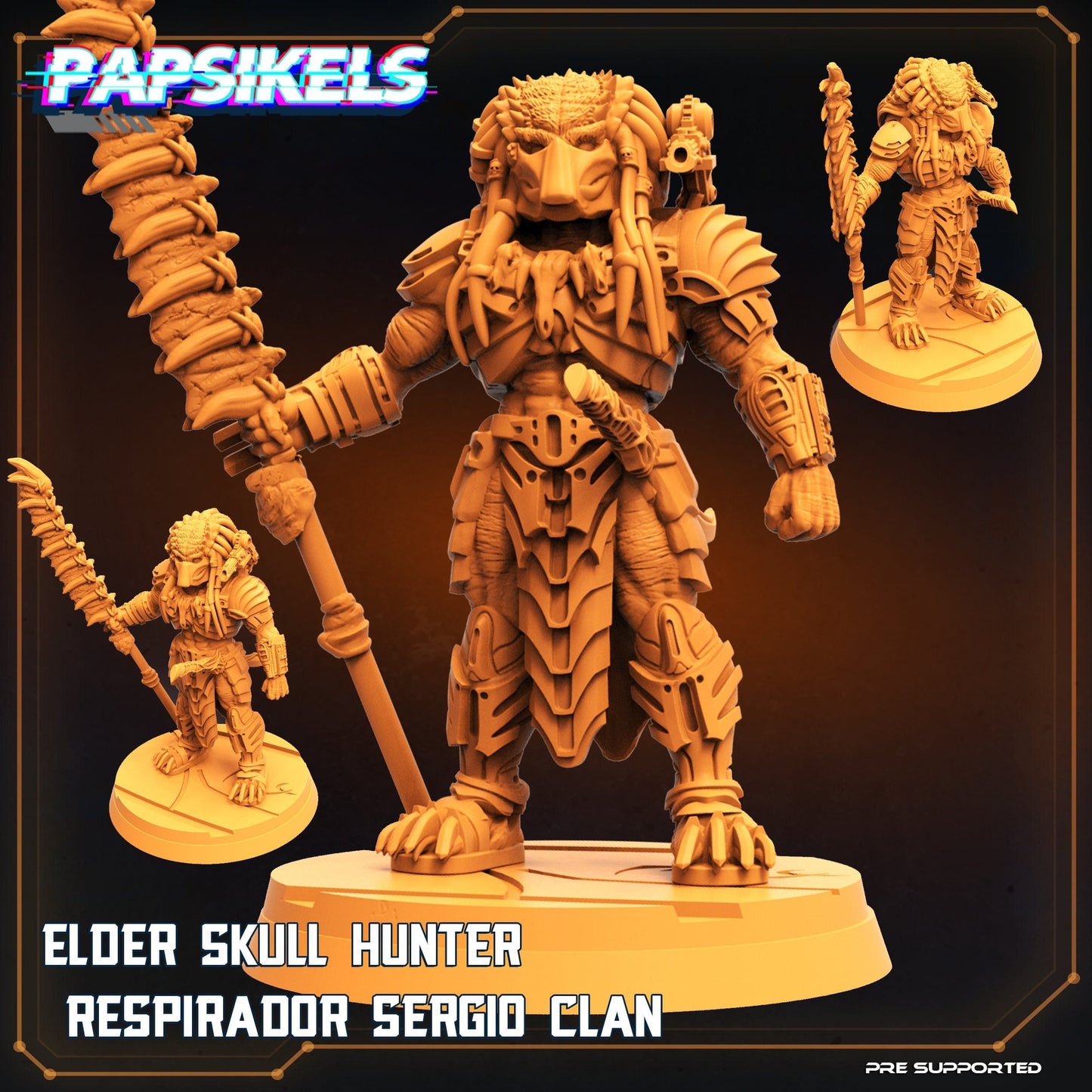 Elder Skull Hunter - 32mm Scale Alien Miniature | RPG | Sci fi | Cyberpunk | Role Playing | DnD | Papsikel
