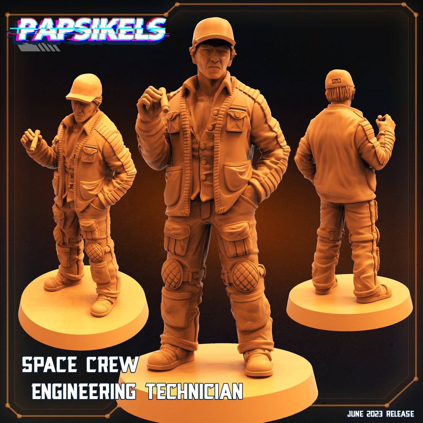 Space Crew Engineering Tech - 32mm Scale Alien Miniature | RPG | Sci fi | Cyberpunk | Role Playing | DnD | Papsikel