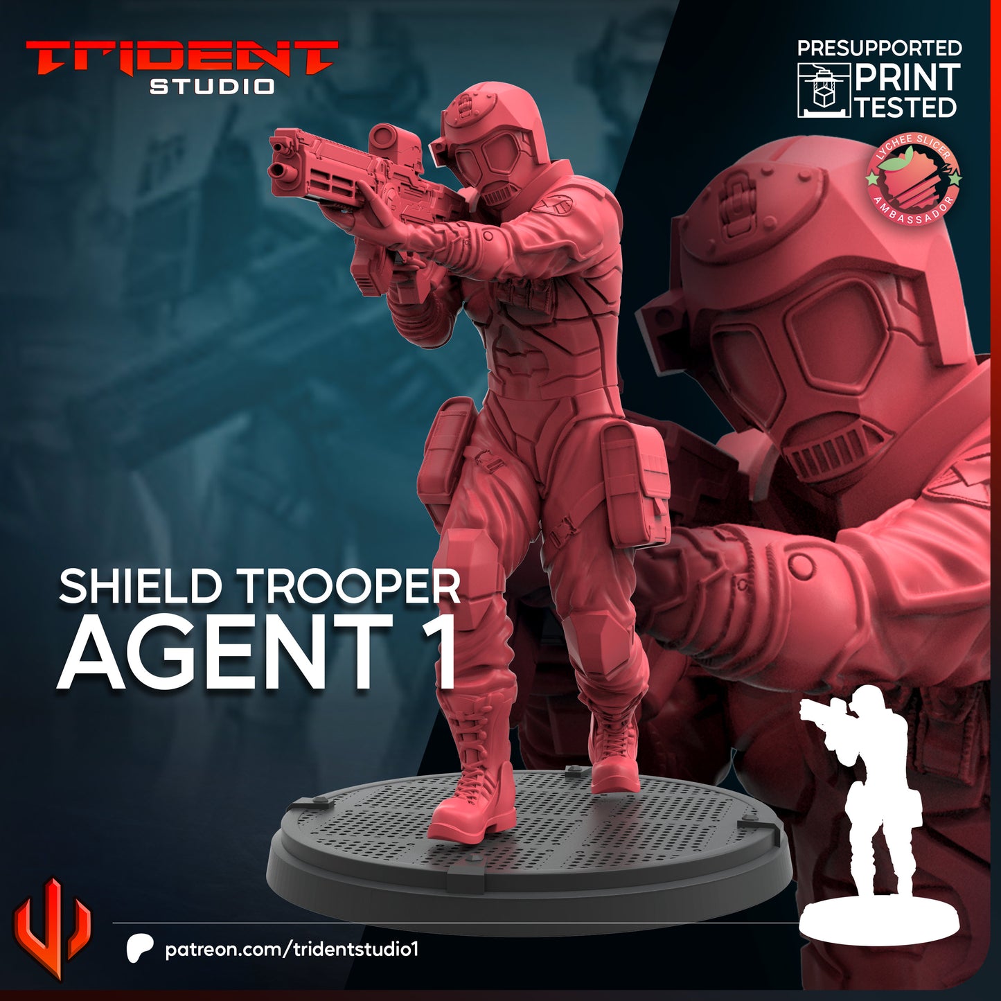 Shield Trooper Agent 1-3 | 32mm - 40mm Mini | Crisis Protocol Proxy | Superhero | Trident