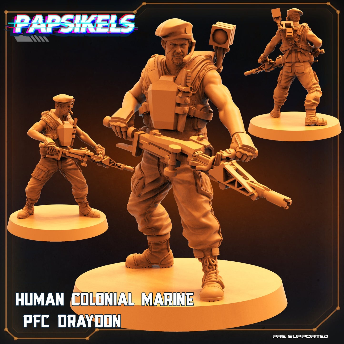 Colonial Marine Draydon - 32mm Scale Alien Miniature | RPG | Sci fi | Cyberpunk | Role Playing | DnD | Papsikel