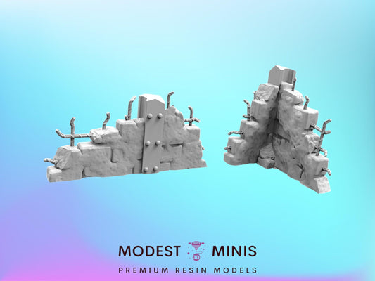 Ruined Walls | 28mm - 54mm Scale | Survivor Terrain | Fantasy Scatter | Sci Fi Terrain | Papsikels
