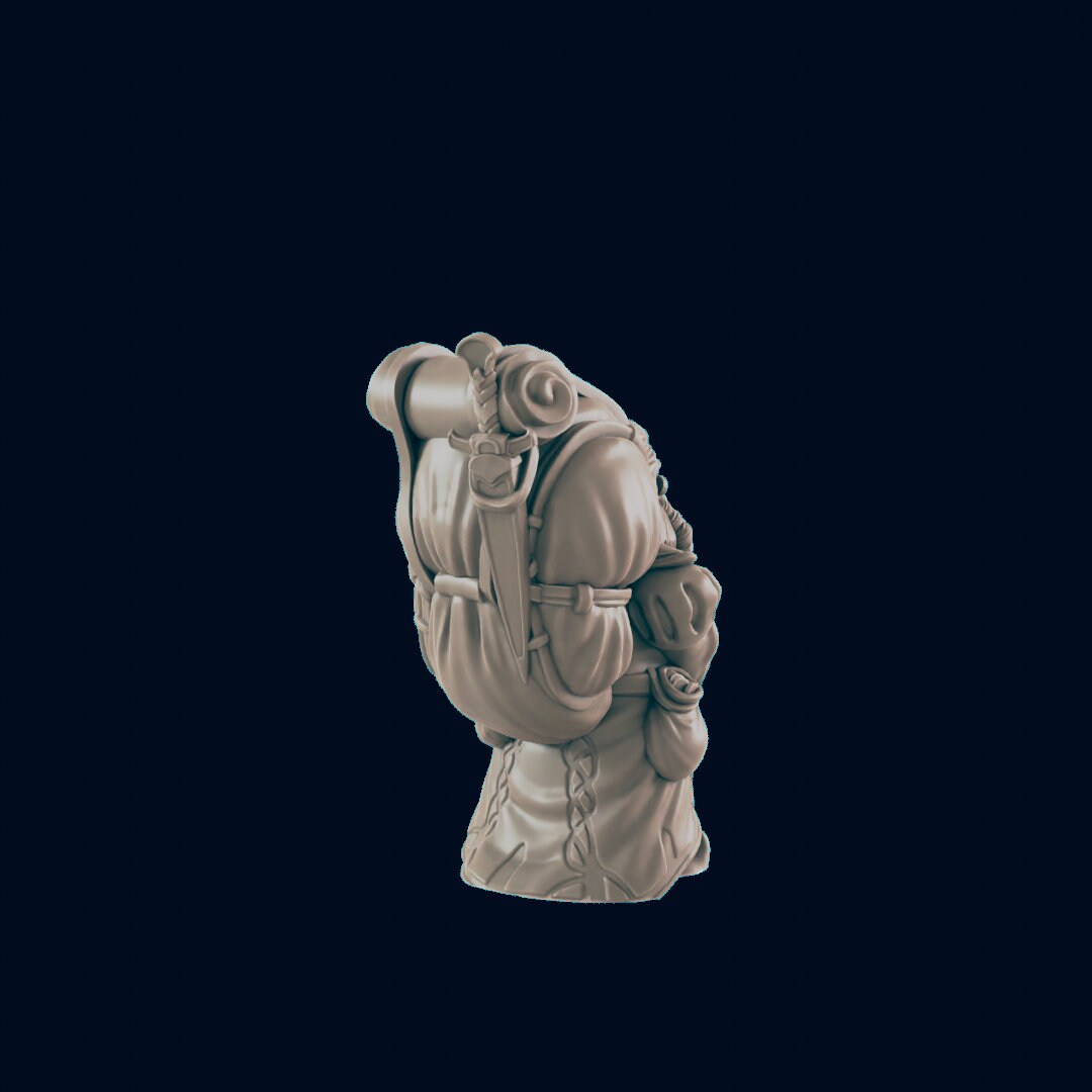 NPC Dwarf Male Traveling Merchant - 25mm - 75mm Scale | DnD | EC3D Fantasy Mini | Townsfolk
