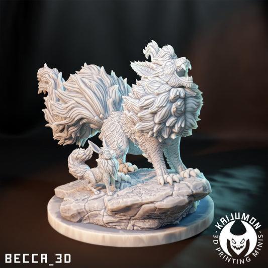 Flame Fox Diorama - Resin Kaiju Minis | Dungeons and Dragons Mini | Sci Fi | Fantasy Resin