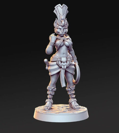 Cathramun Tabaxi Princess - 32mm Scale DnD Miniature | Dungeons and Dragons | JRPG Mini - RN Estudio