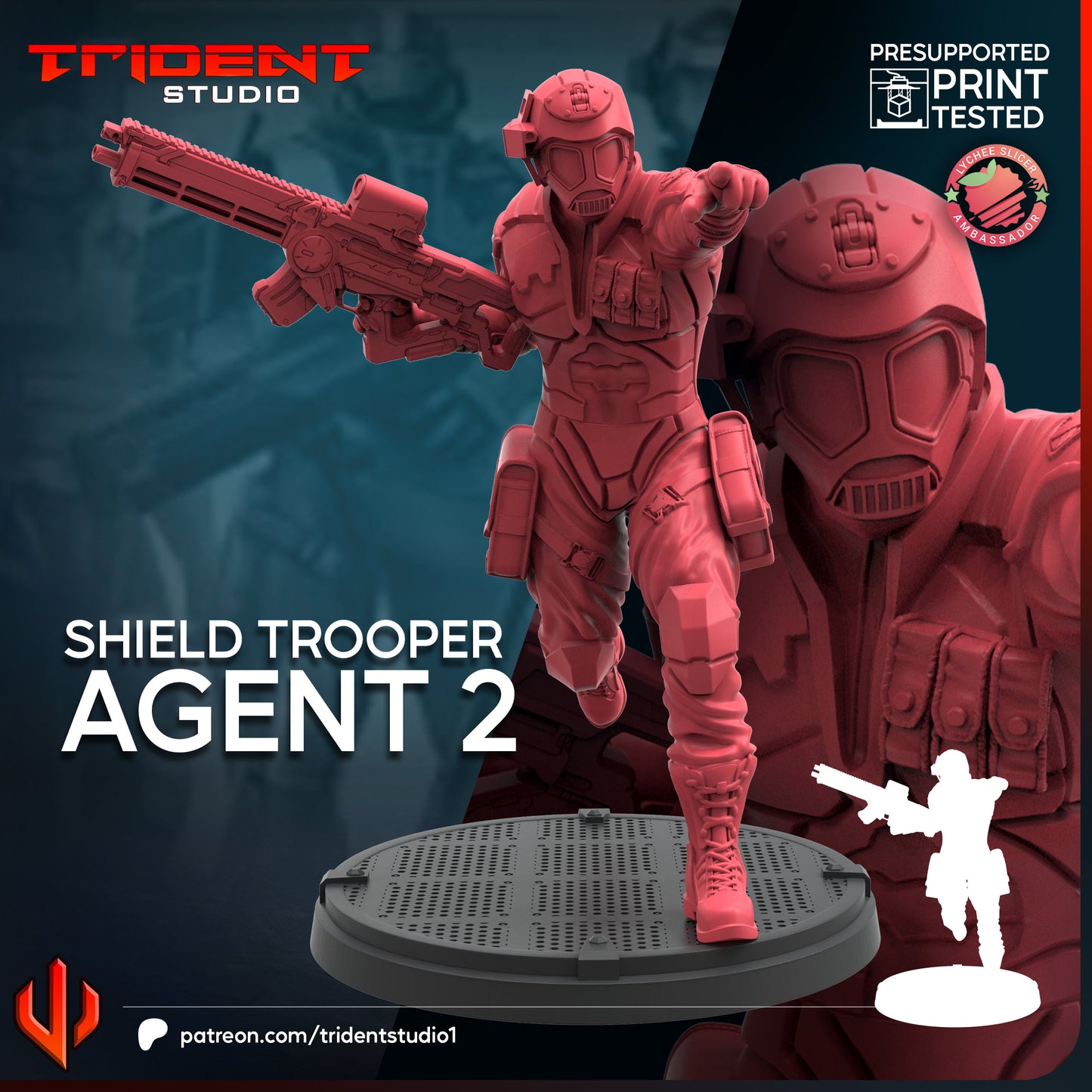 Shield Trooper Agent 1-3 | 32mm - 40mm Mini | Crisis Protocol Proxy | Superhero | Trident