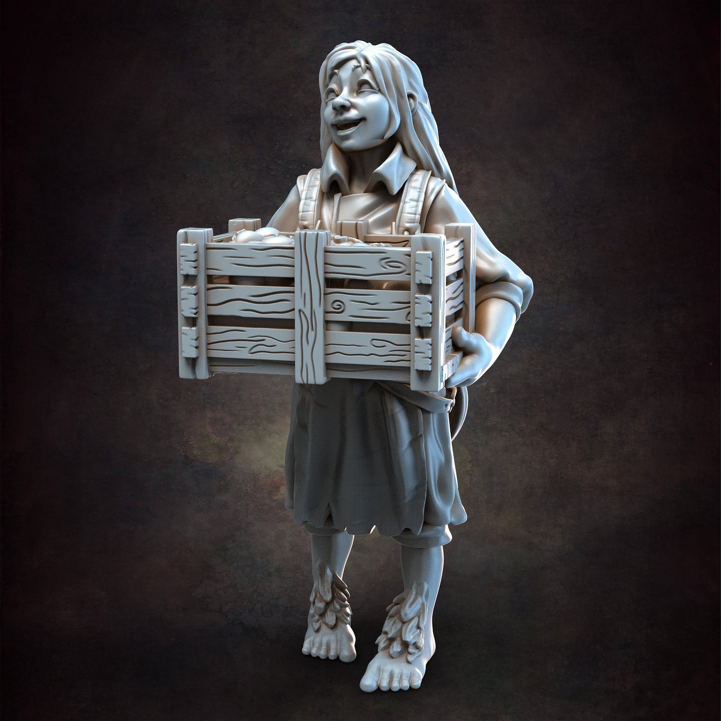 Halfling Woman 2 Farmer | 28mm - 75mm Scale | DnD Frostgrave Mini