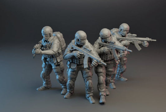 4pc Chinese Special Forces - 28mm Scale Resin Military Miniature | Zona Alfa | Spectre Ops Mini