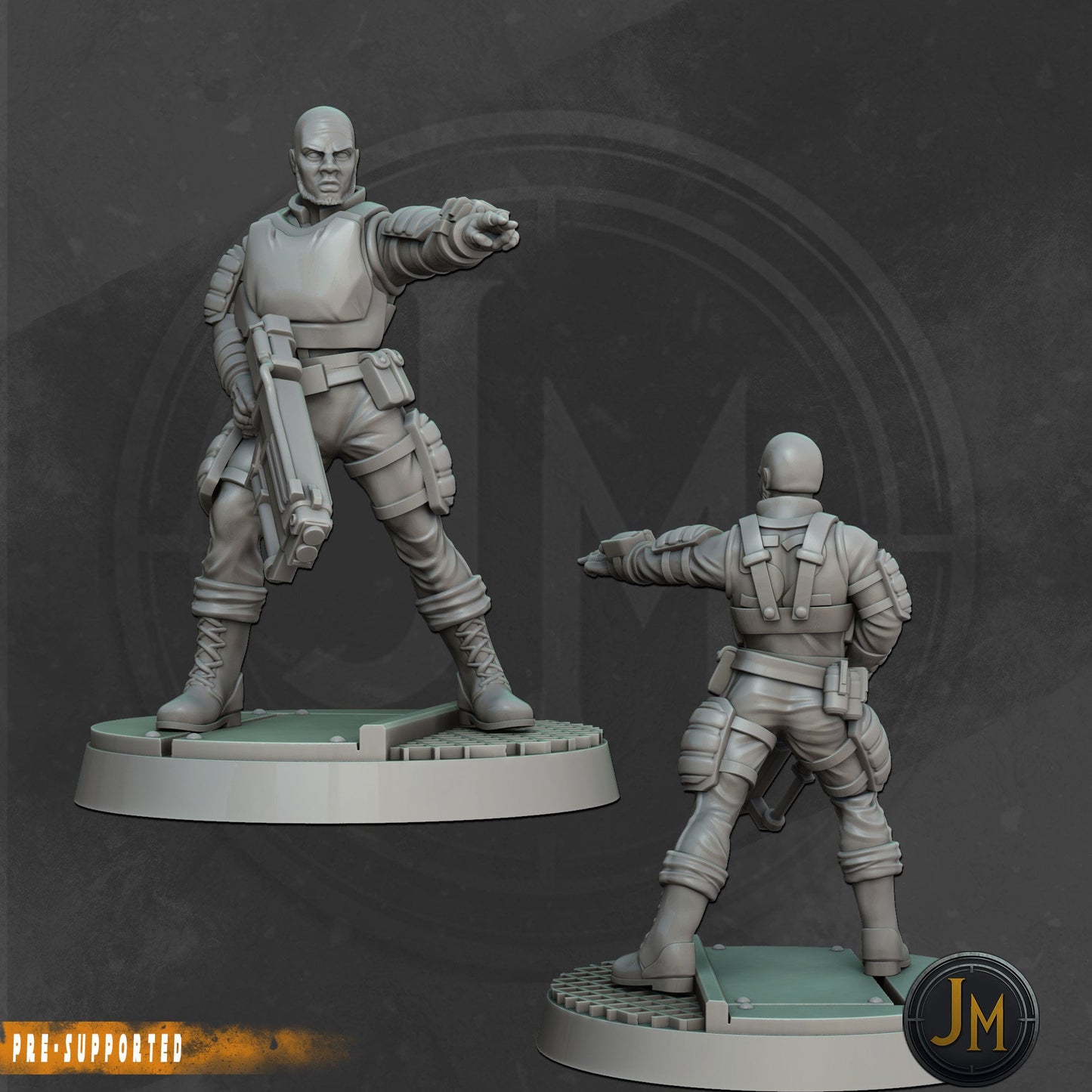 8pc Bunker Security Set - 28mm 32mm Scale Badlands Miniature  | Cyberpunk | | Nuke World