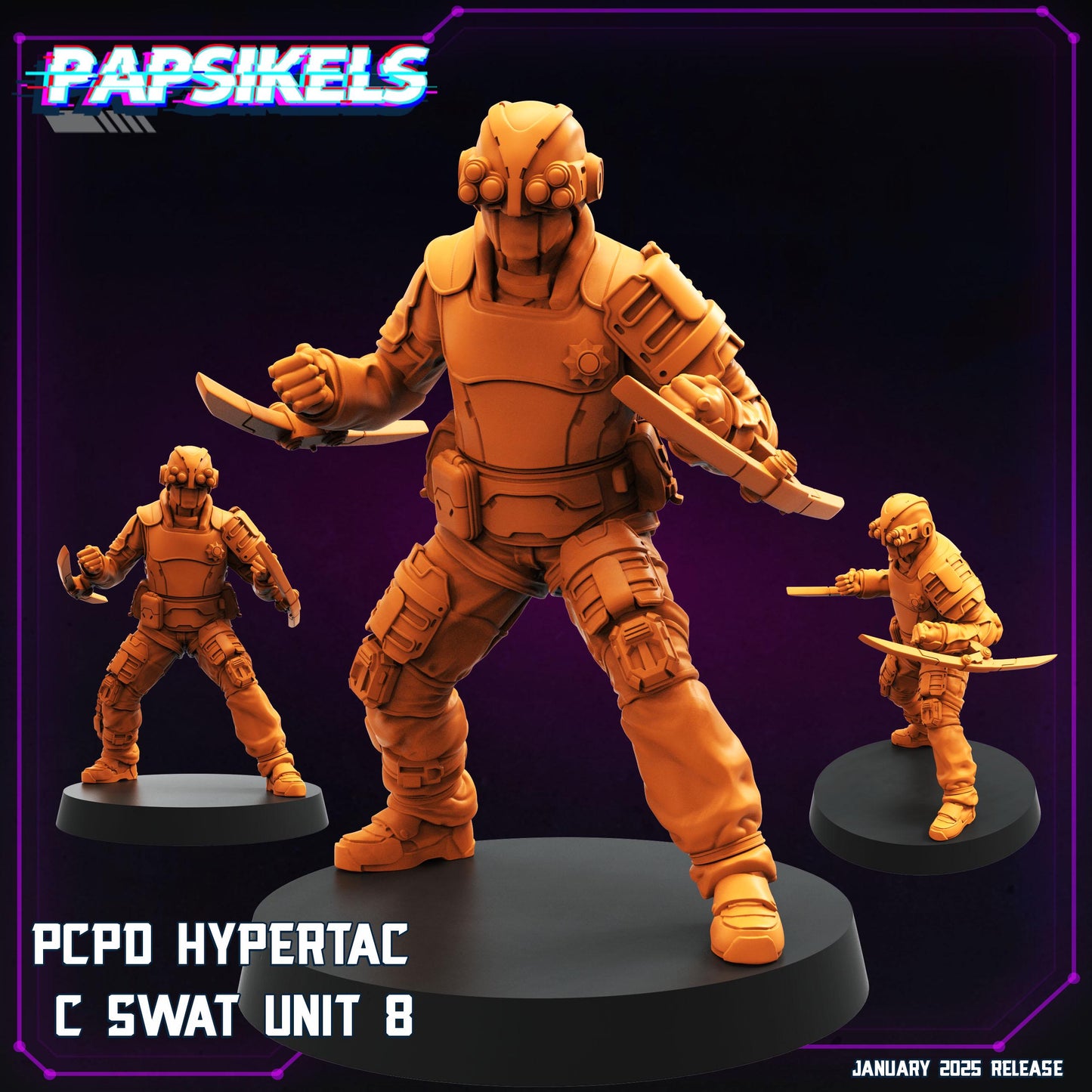 PCPD Hypertac C Swat - 28mm 32mm 40mm Scale Cyberpunk Mini  | Papsikels