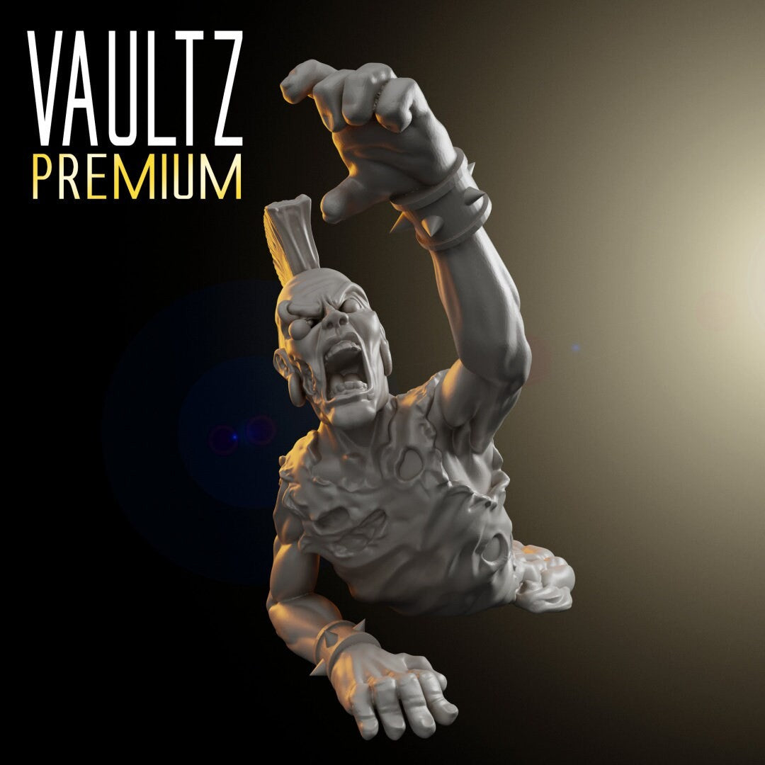 Zombie Crawler Punk Torso | 28mm - 100mm Scale Resin Mini | Zombicide | Vaultz