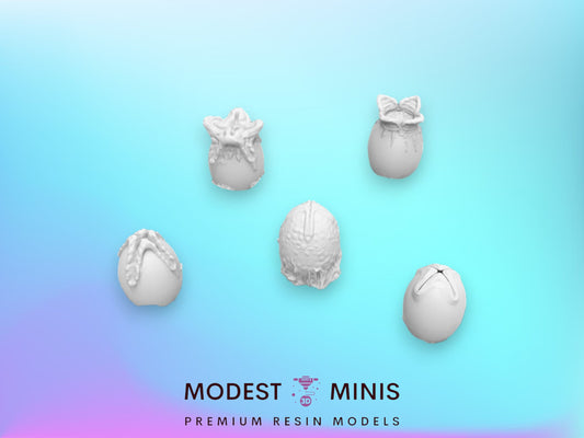 5pc International Alien Eggs - 32mm Scale Alien Miniature | RPG | Sci fi | Cyberpunk | Role Playing | DnD | Papsikel