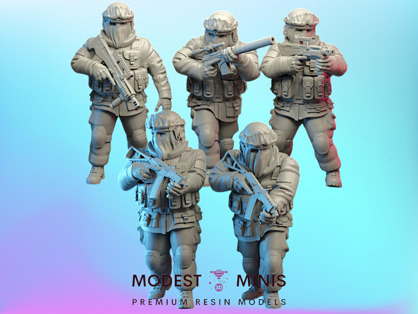 5pc Kraken PMC Arctic - 28mm Scale Resin Military Miniature | Zona Alfa | Spectre Ops Mini