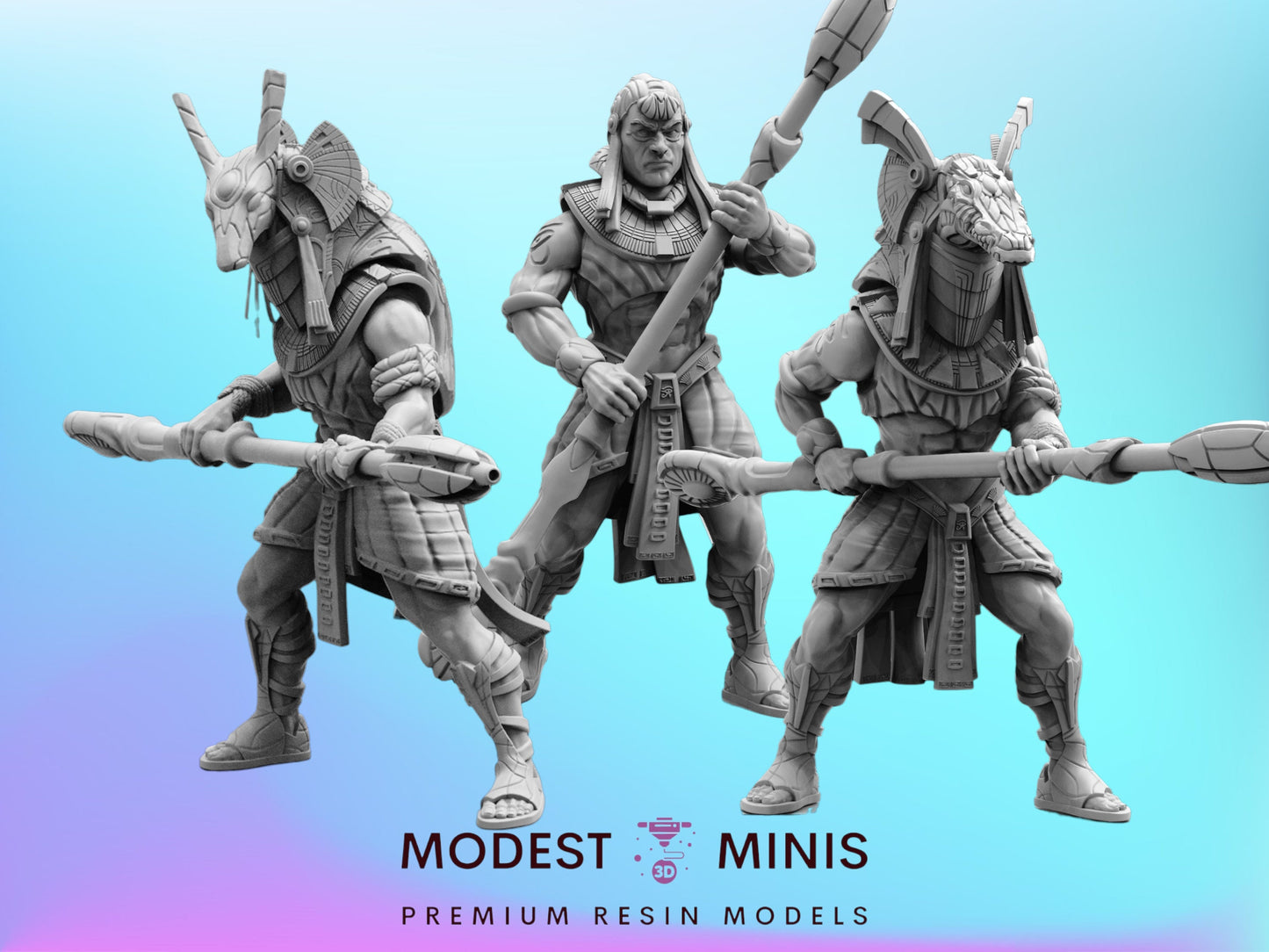 3pc Gul'Doran Entrance Warrior - Resin 3D Print Alien Miniature | RPG | Sci fi | Cyberpunk | Role Playing | DnD | Papsikel Star Entrance