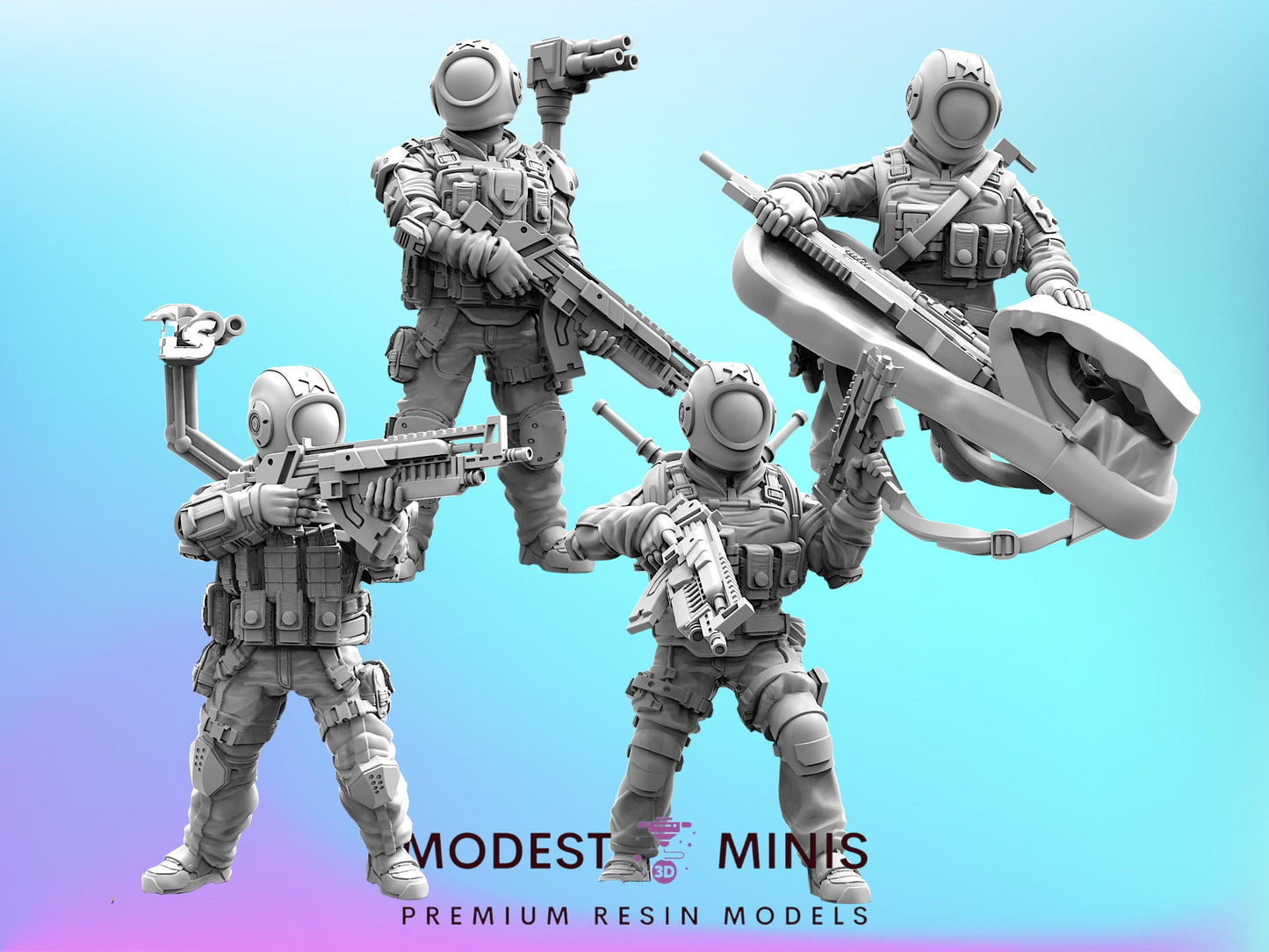 Progressive Peoples 21-24 - 32mm Scale Alien Miniature | RPG | Sci fi | Role Playing | DnD | Papsikel