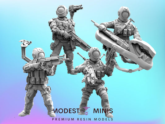 Progressive Peoples 21-24 - 32mm Scale Alien Miniature | RPG | Sci fi | Role Playing | DnD | Papsikel