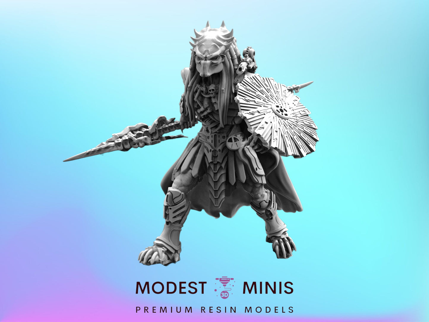Ancient Wulfen Skull Hunter - 32mm Scale Alien Miniature | RPG | Sci fi | Cyberpunk | Role Playing | DnD | Papsikel