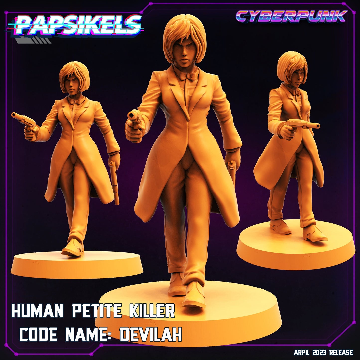 Petite Killer Codename Devilah - 32mm Scale Alien Miniature  | Cyberpunk | Papsikels