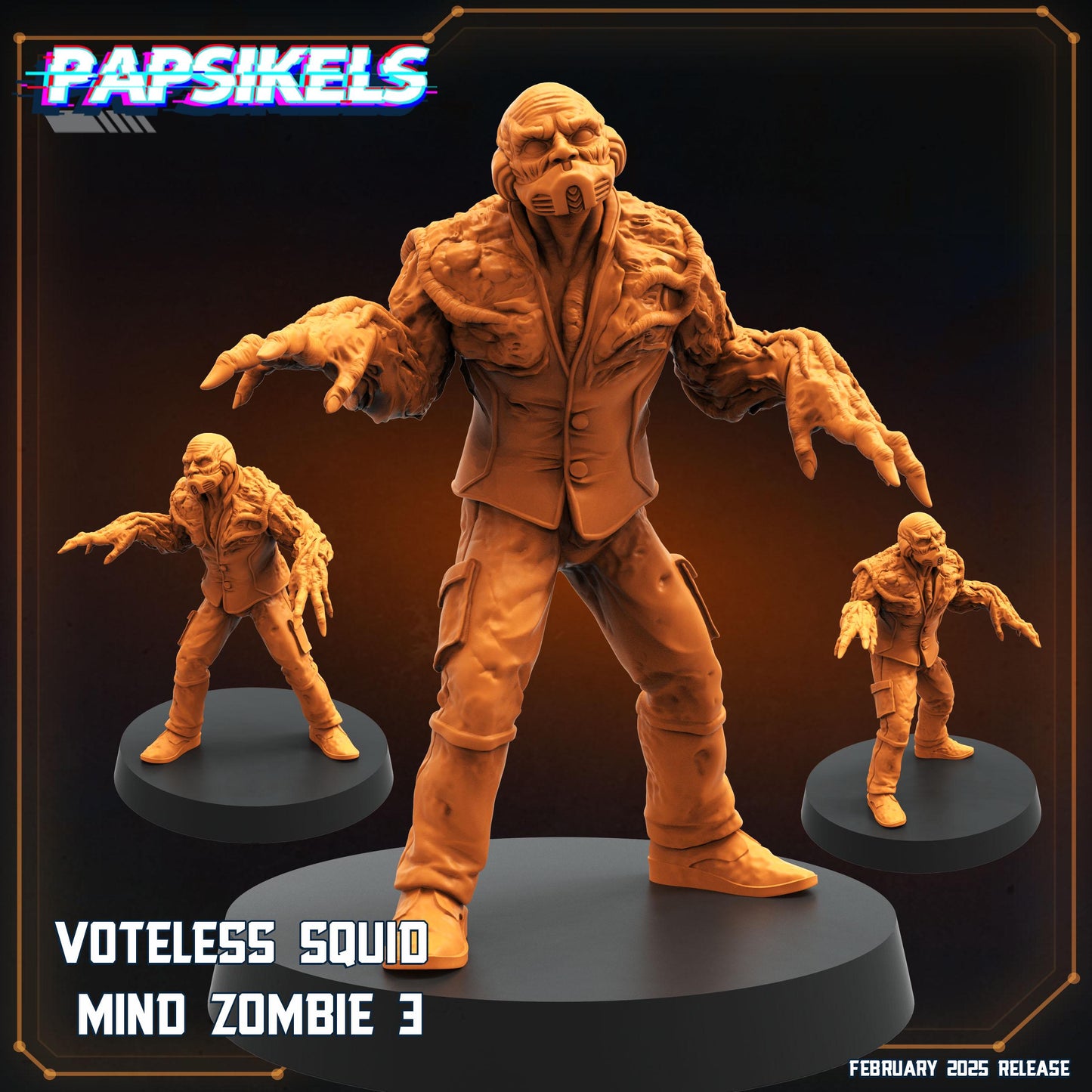 6pc Voteless Squid Mind Zombie Set - 32mm Scale Alien Miniature | RPG | Sci fi | Role Playing | DnD | Papsikel