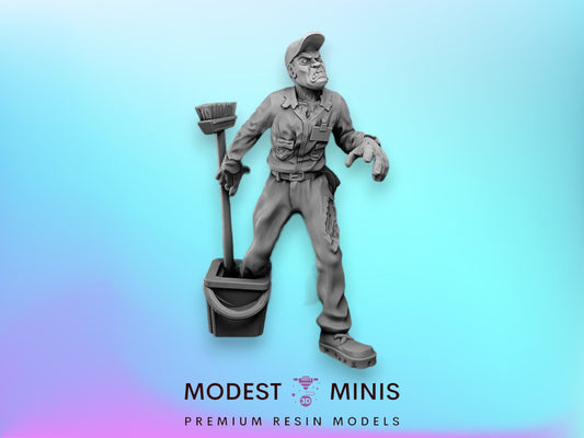 Zombie Caretaker Janitor | 28mm - 100mm Scale Resin Mini | Zombicide | Vaultz