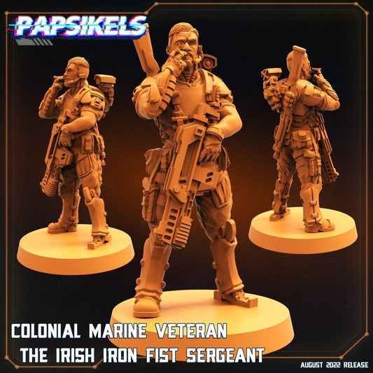 Space Marine Irish Iron Fist Sergeant - 32mm Scale Alien Miniature | RPG | Sci fi | Role Playing | DnD | Papsikel
