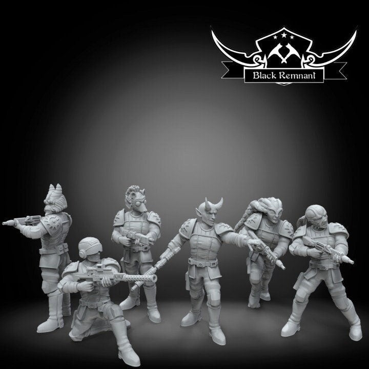 6pc Black Sun Troopers Set - 28mm - 40mm Scale | DnD | Star Wars Legion Mini