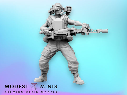 Space Marine Regin Velasquez ACT - 32mm Scale Alien Miniature | RPG | Sci fi | Cyberpunk | Role Playing | DnD | Papsikel
