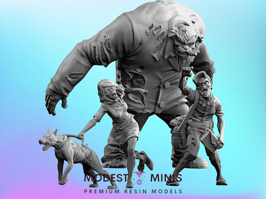 3pc Neighborhood Zombies Set | 28mm - 100mm Scale Resin Mini | Zombicide | Vaultz