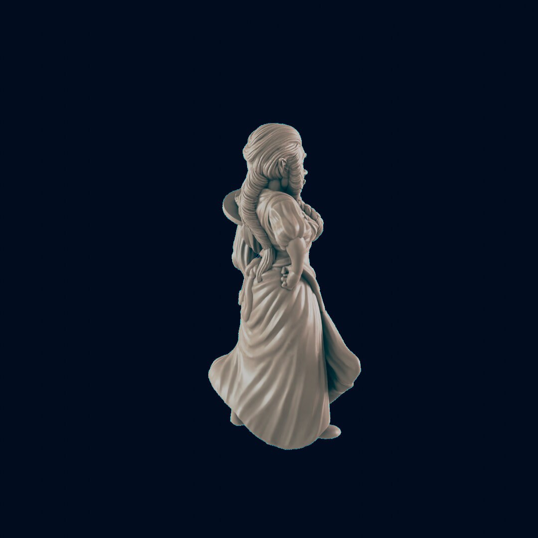 NPC Half Orc Female Waitress - 25mm - 75mm Scale | DnD | EC3D Fantasy Mini | Townsfolk