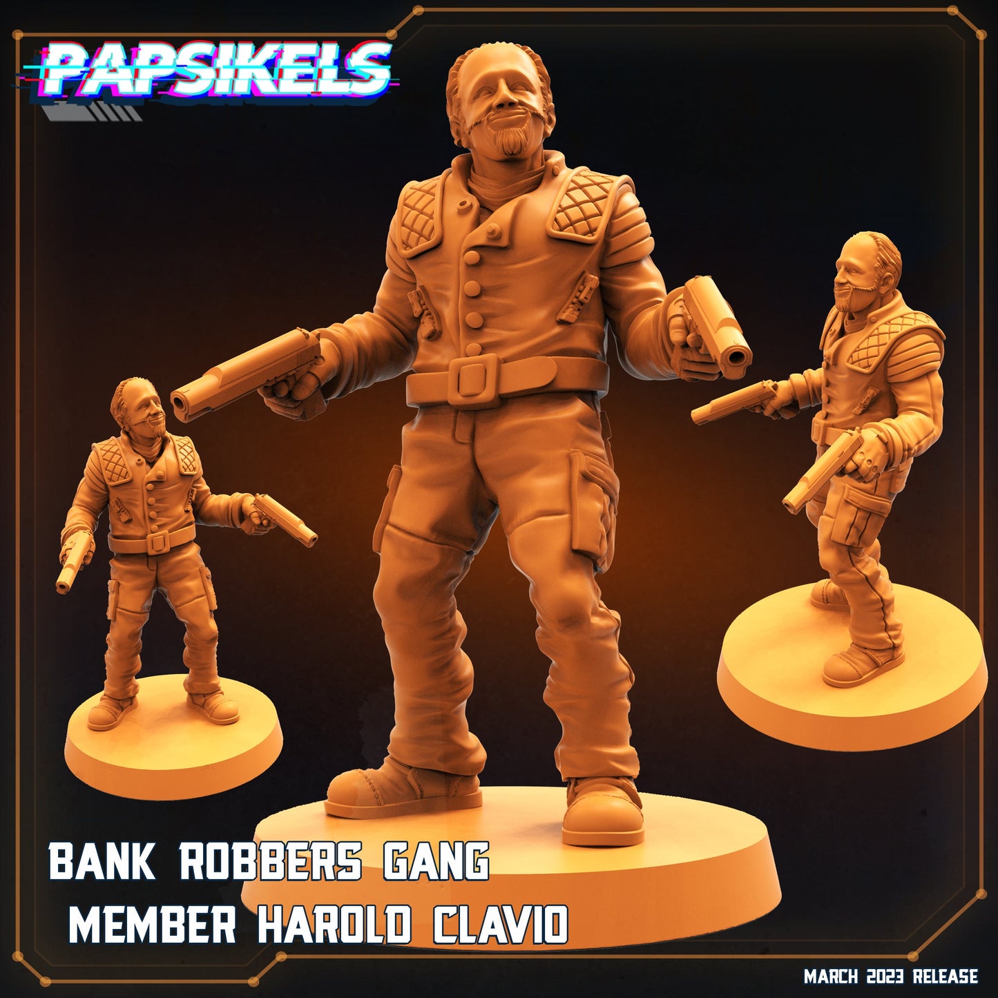 4pc Corpo Cops Bank Robbers - 32mm Scale Miniature | RPG | Sci fi | Cyberpunk | Role Playing | Corpo Cops | Papsikel