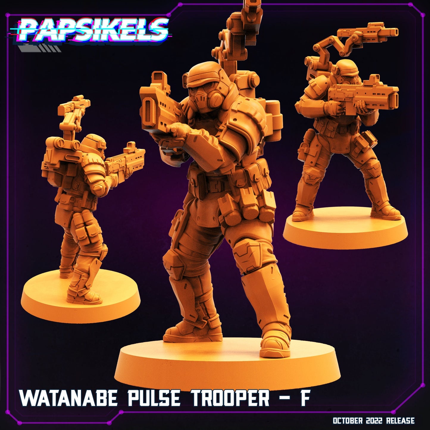 Watanabe Pulse Trooper F Cyberpunk - 32mm Scale Alien Miniature | RPG | Sci fi | Batang City | Role Playing | DnD | Papsikel