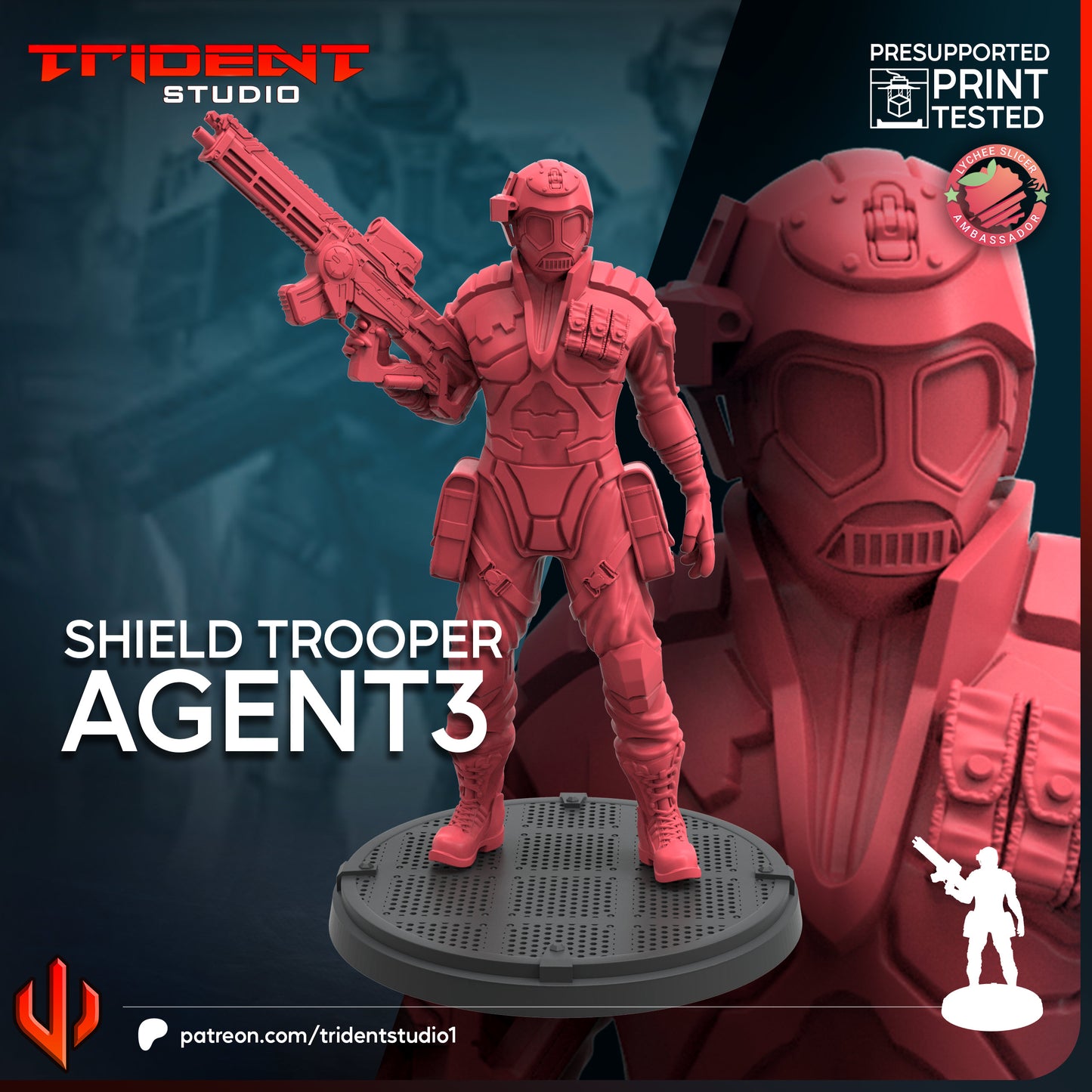 Shield Trooper Agent 1-3 | 32mm - 40mm Mini | Crisis Protocol Proxy | Superhero | Trident