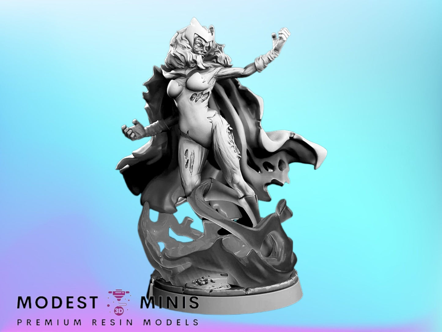 Zombie Red Witch | 28mm - 100mm Scale Resin Mini | Marvel Zombicide | Vaultz