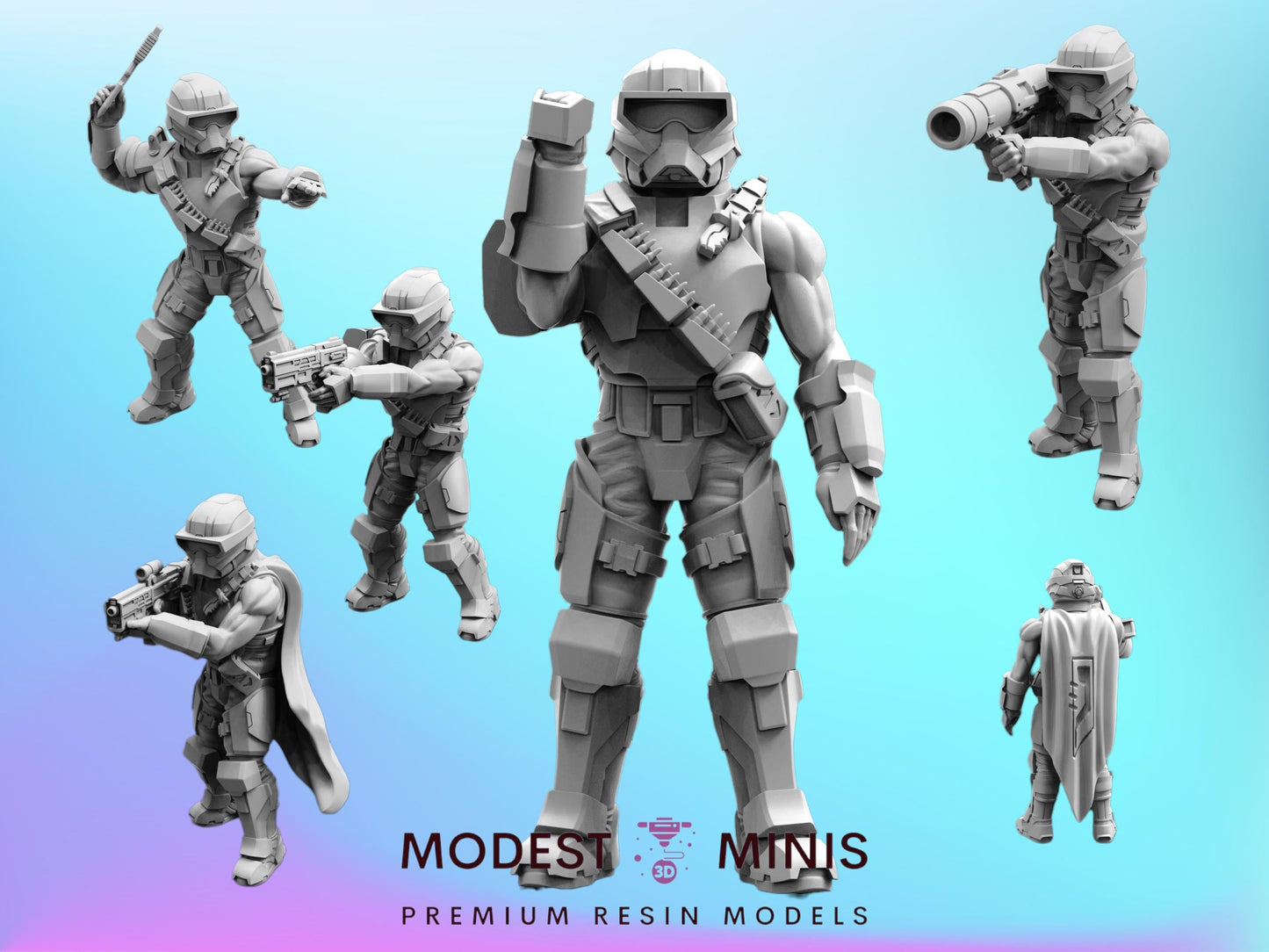 Hellraiders 6pc Set - 32mm Scale Alien Miniature | RPG | Sci fi | Role Playing | DnD | Papsikel