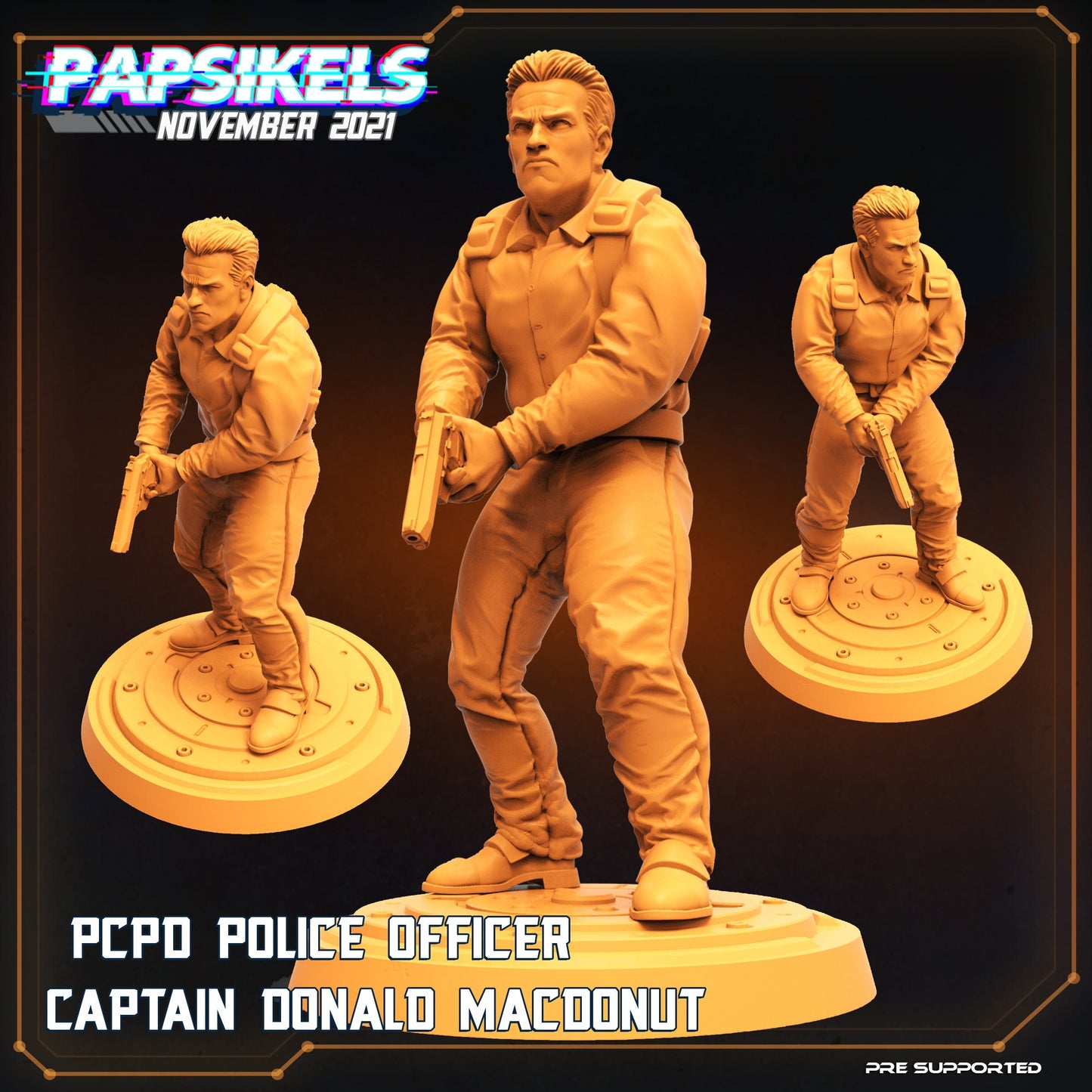 Captain Donald - 32mm Scale Alien Miniature | RPG | Sci fi | Cyberpunk | Role Playing | DnD | Papsikel