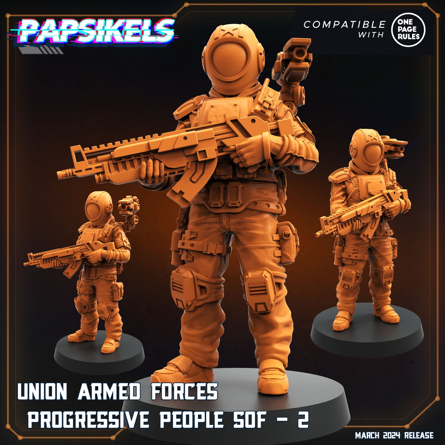Union Armed Progressive People SOF 1-6 - 32mm Scale Miniature | RPG | Sci fi | Cyberpunk | Role Playing | Papsikel