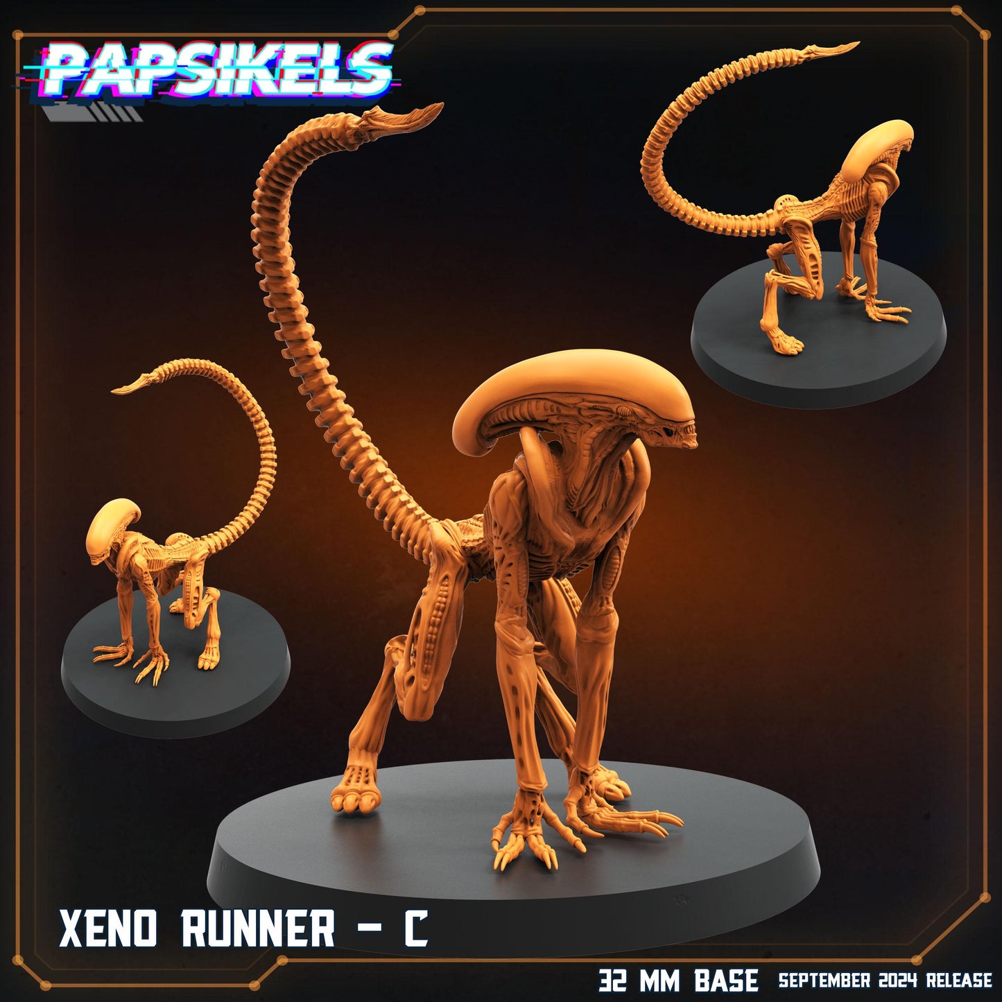 Xeno Runner A-E - 32mm Scale Alien Miniature | RPG | Sci fi | Cyberpunk | Role Playing | DnD | Papsikel