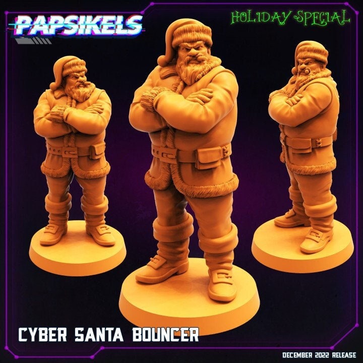 Cyber Santa Bouncer - Resin 3D Print Alien Miniature  | Cyberpunk | Papsikels