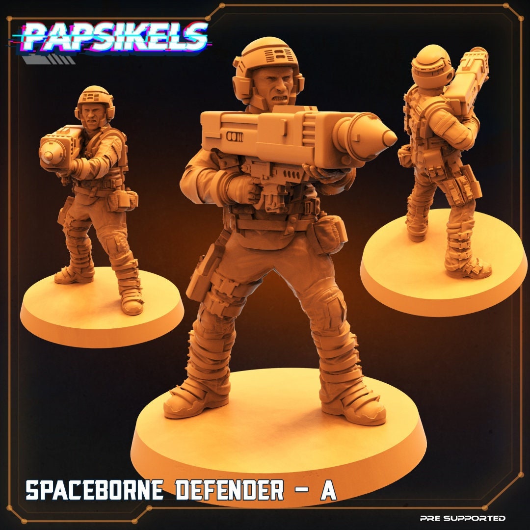 5pc Spaceborne Defender Set - 32mm Scale Alien Miniature | RPG | Sci fi | Batang City | Role Playing | DnD | Papsikel