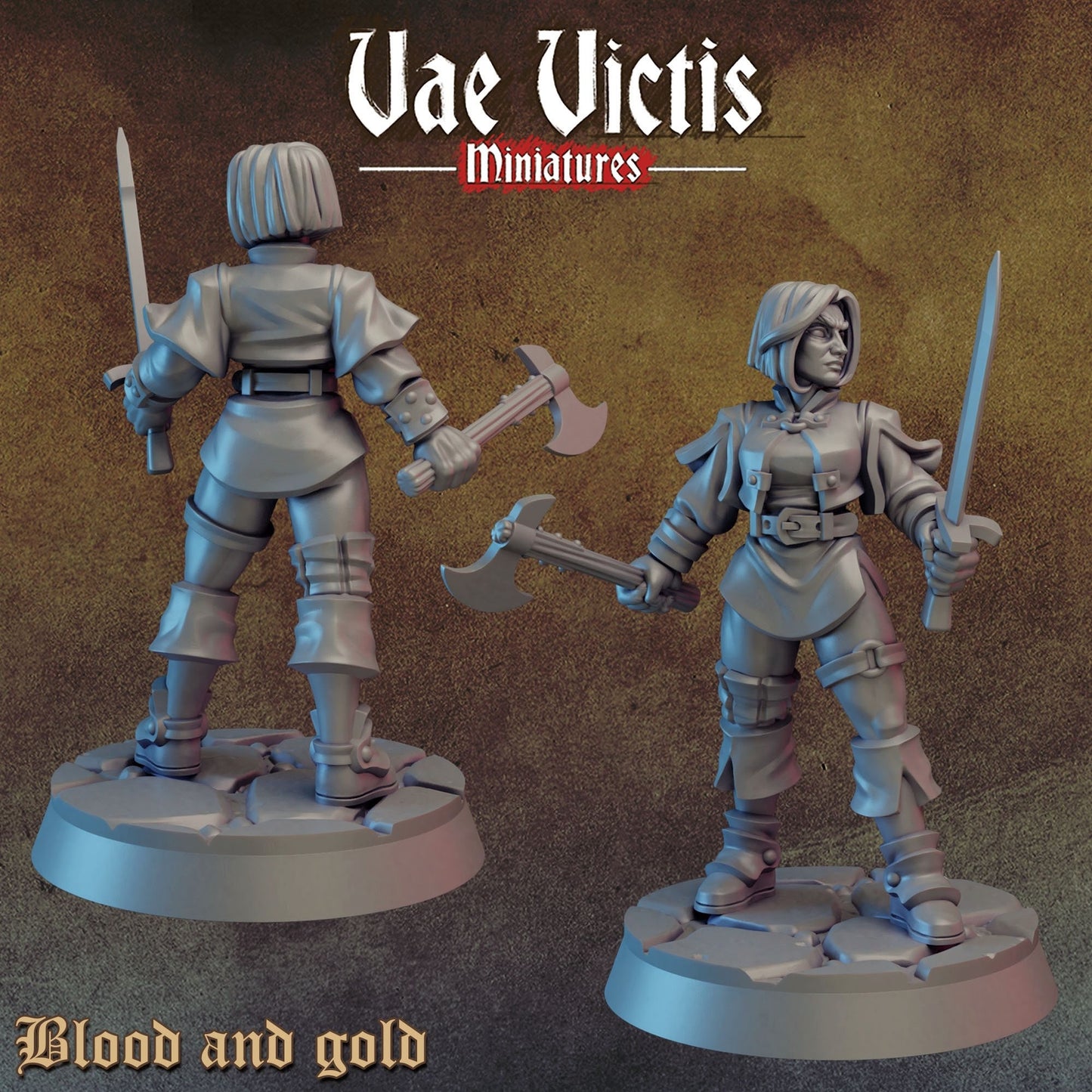 Woman Fighter | 28mm - 75mm Scale | DnD Frostgrave Mini | Vae Victis Fantasy