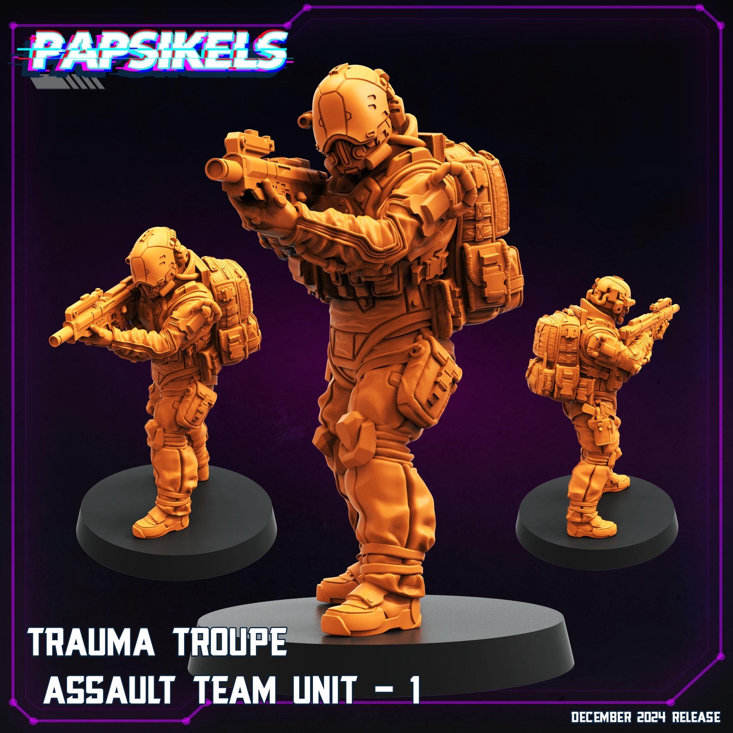 Trauma Troupe Assault Team - 28mm 32mm 40mm Scale Cyberpunk Mini  | Papsikels