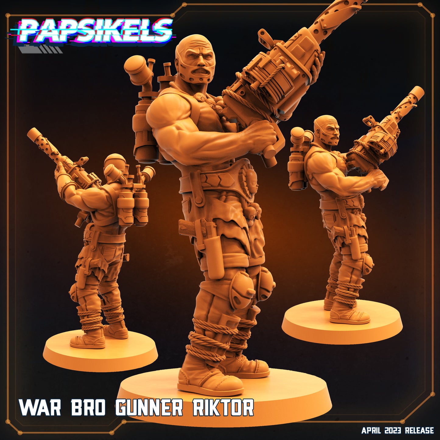 War Bro Gunner Riktor - Resin Miniature | RPG | Sci fi | Cyberpunk | Role Playing | DnD | Papsikel Wardudes