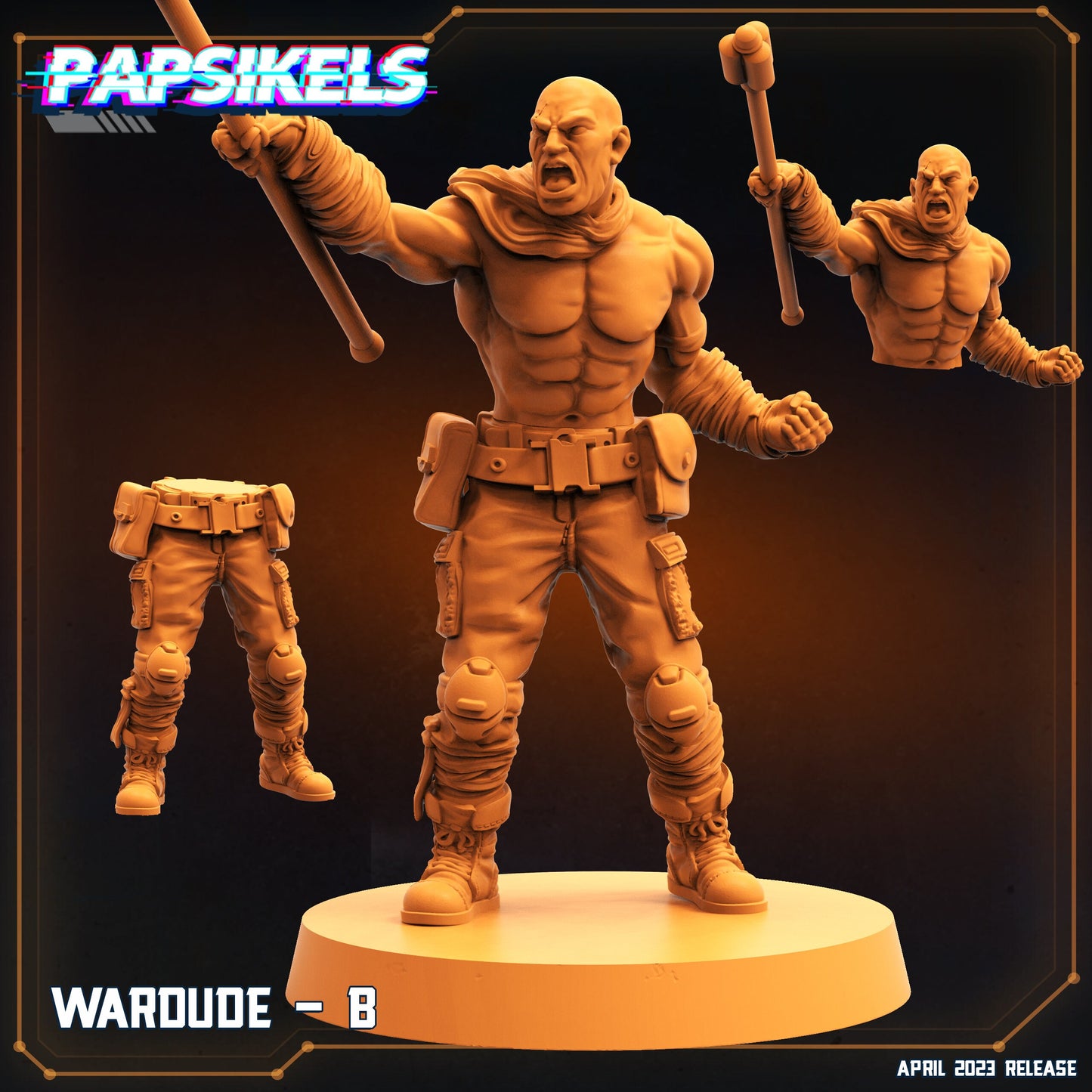 War Dude B - Resin Miniature | RPG | Sci fi | Cyberpunk | Role Playing | DnD | Papsikel Wardudes