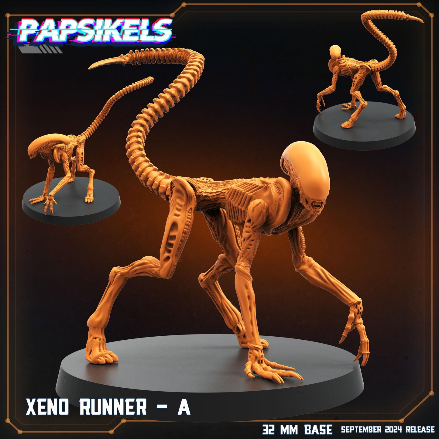 Xeno Runner A-E - 32mm Scale Alien Miniature | RPG | Sci fi | Cyberpunk | Role Playing | DnD | Papsikel